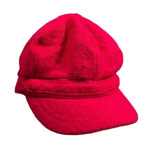 VTG Y2K Nine West Womens Red Wool Blend Newsboy Hat Baker Boy Cap Preppy Retro